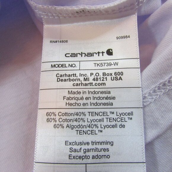 Carhartt Women's Tencel Series Relaxed Fit Short Sleeve V Neck T-Shirt Lavender - Picture 3 of 3